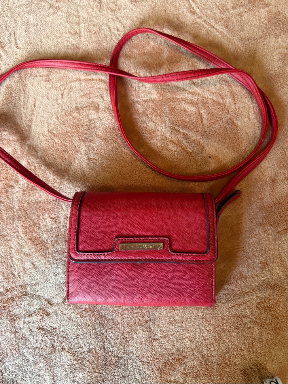 Liz Claiborne Red Crossbody Bag with Logo Plate